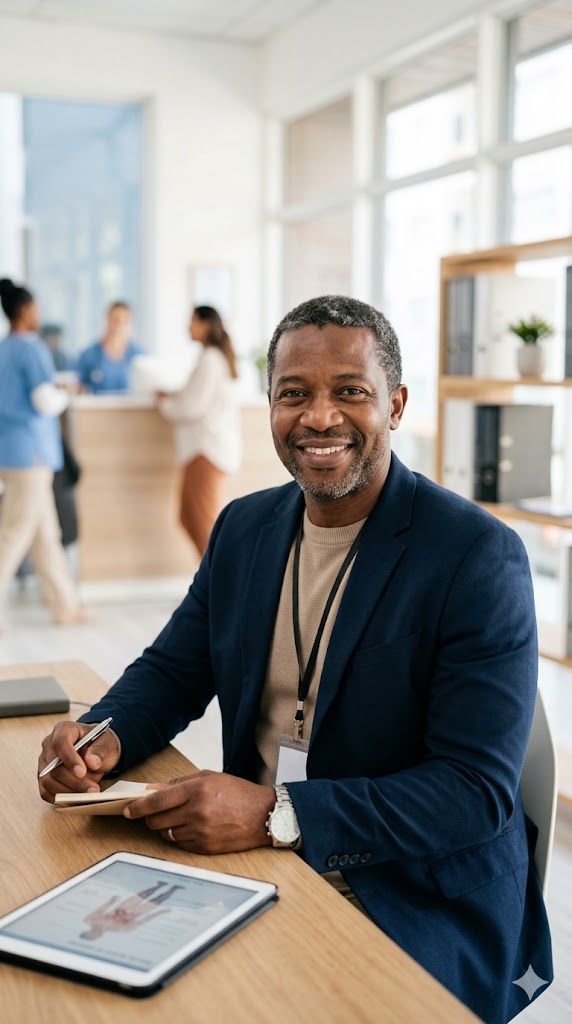 A medical language professional at work
